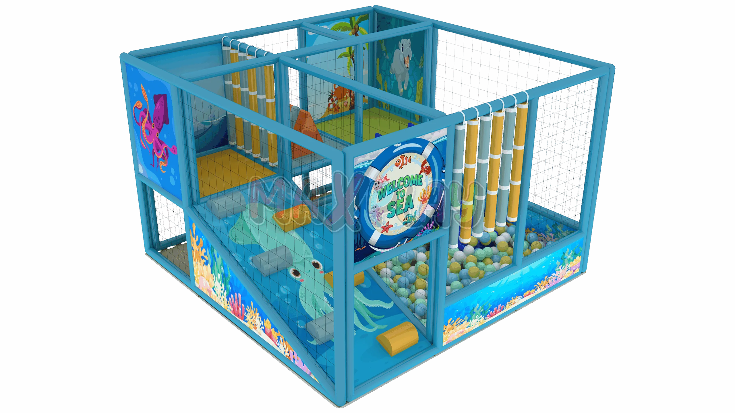 3m x 3m x 2h Rampalı Kaydıraklı Top Havuzu