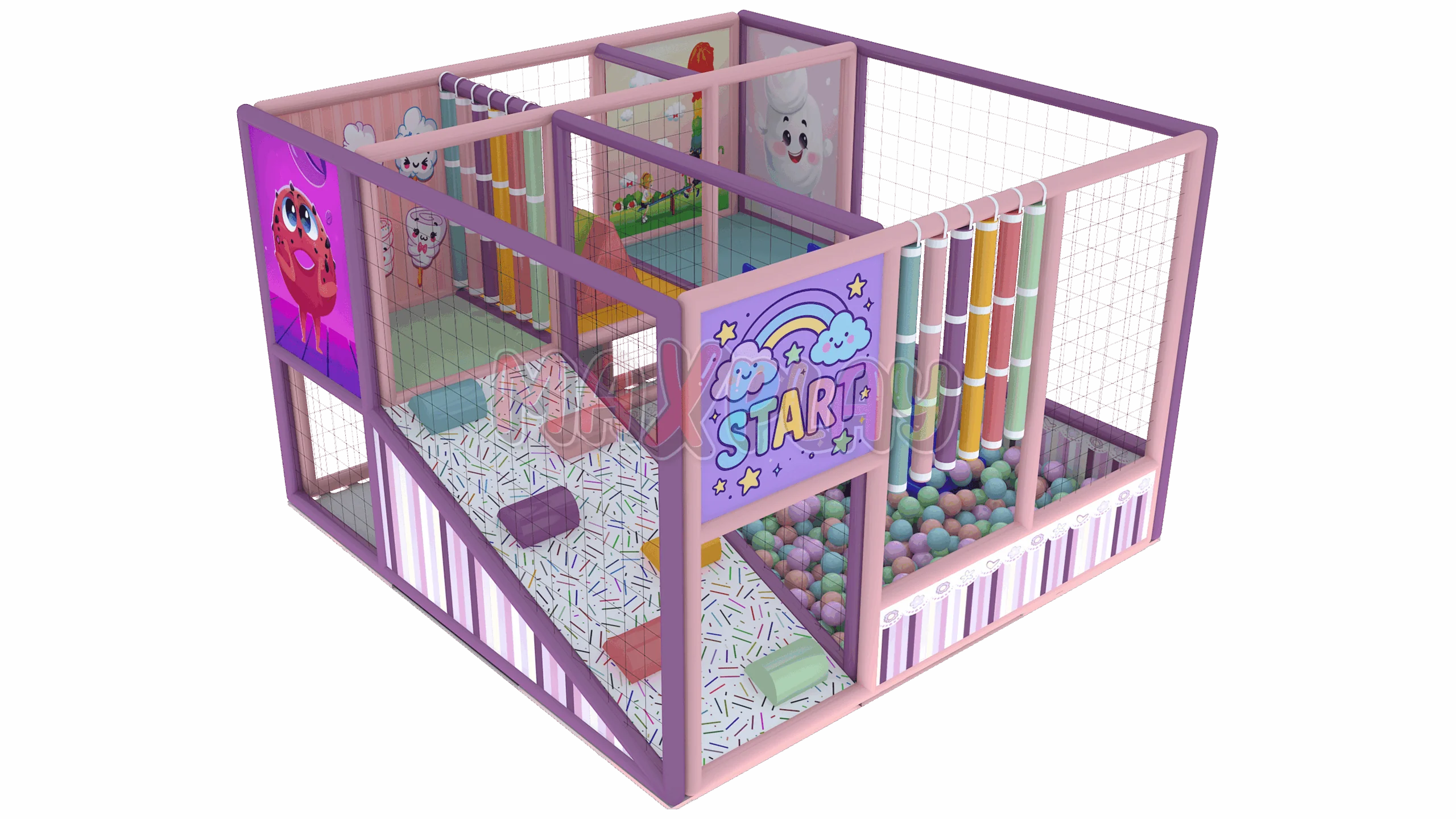 3m x 3m x 2h Rampalı Kaydıraklı Top Havuzu