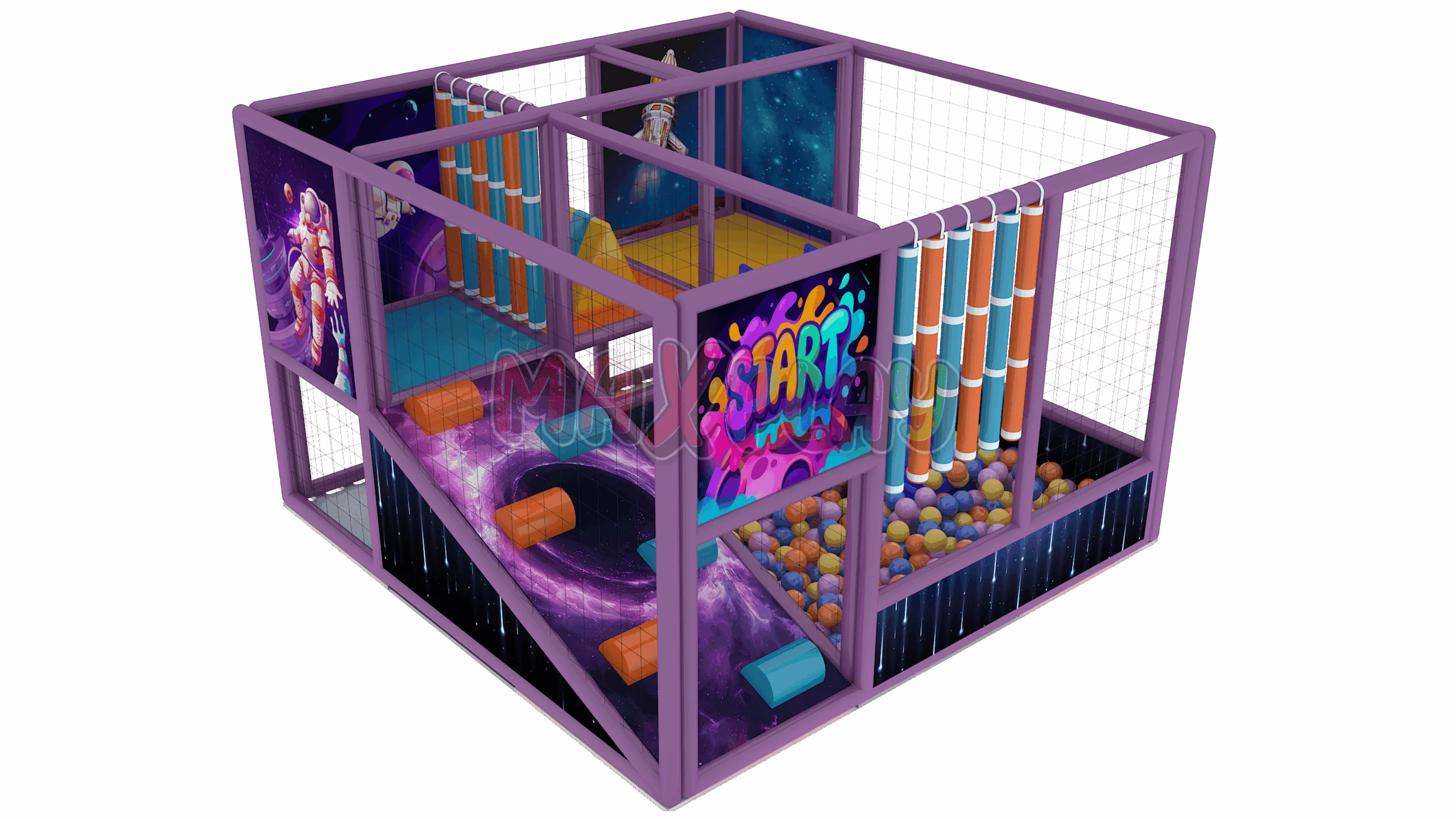 3m x 3m x 2h Rampalı Kaydıraklı Top Havuzu