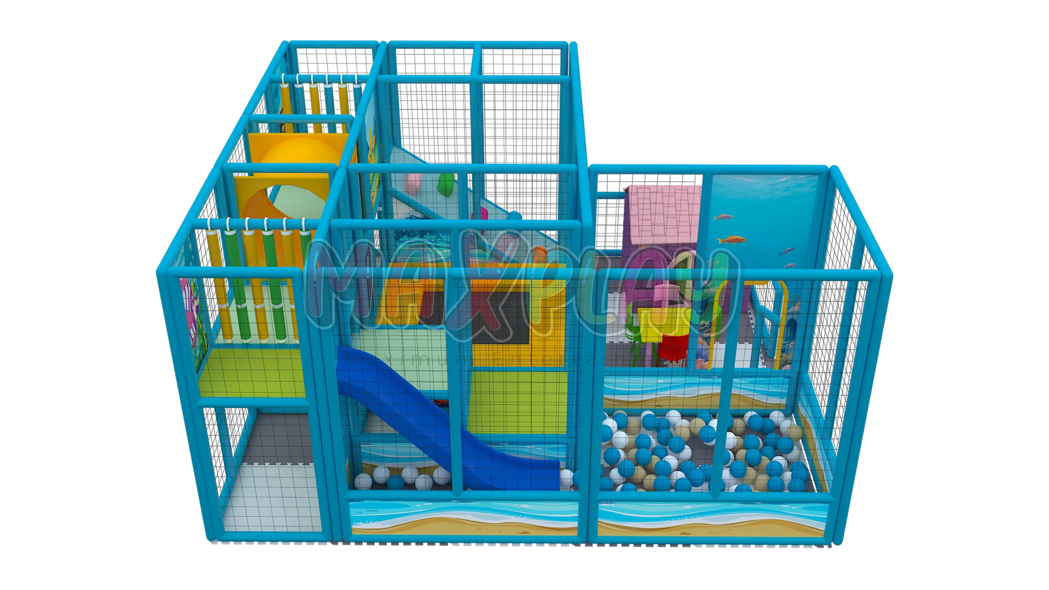 5m x 5m x 2.5m Yüksekliğinde Kaydıraklı Top Havuzu Parkuru