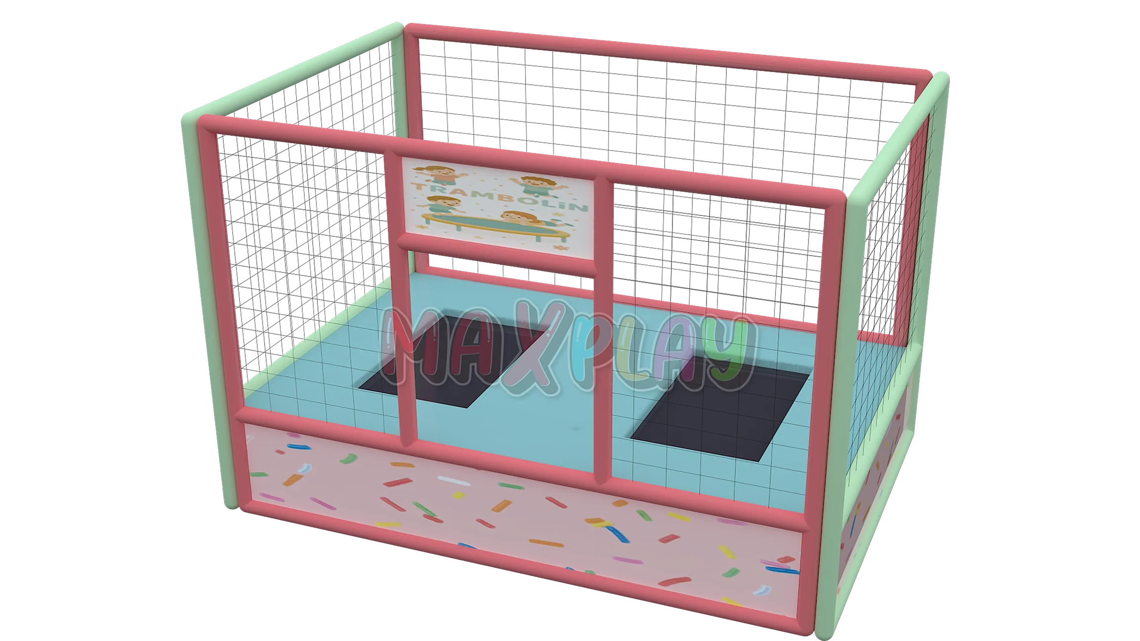 2m x 3m x 2h İkili Trambolin