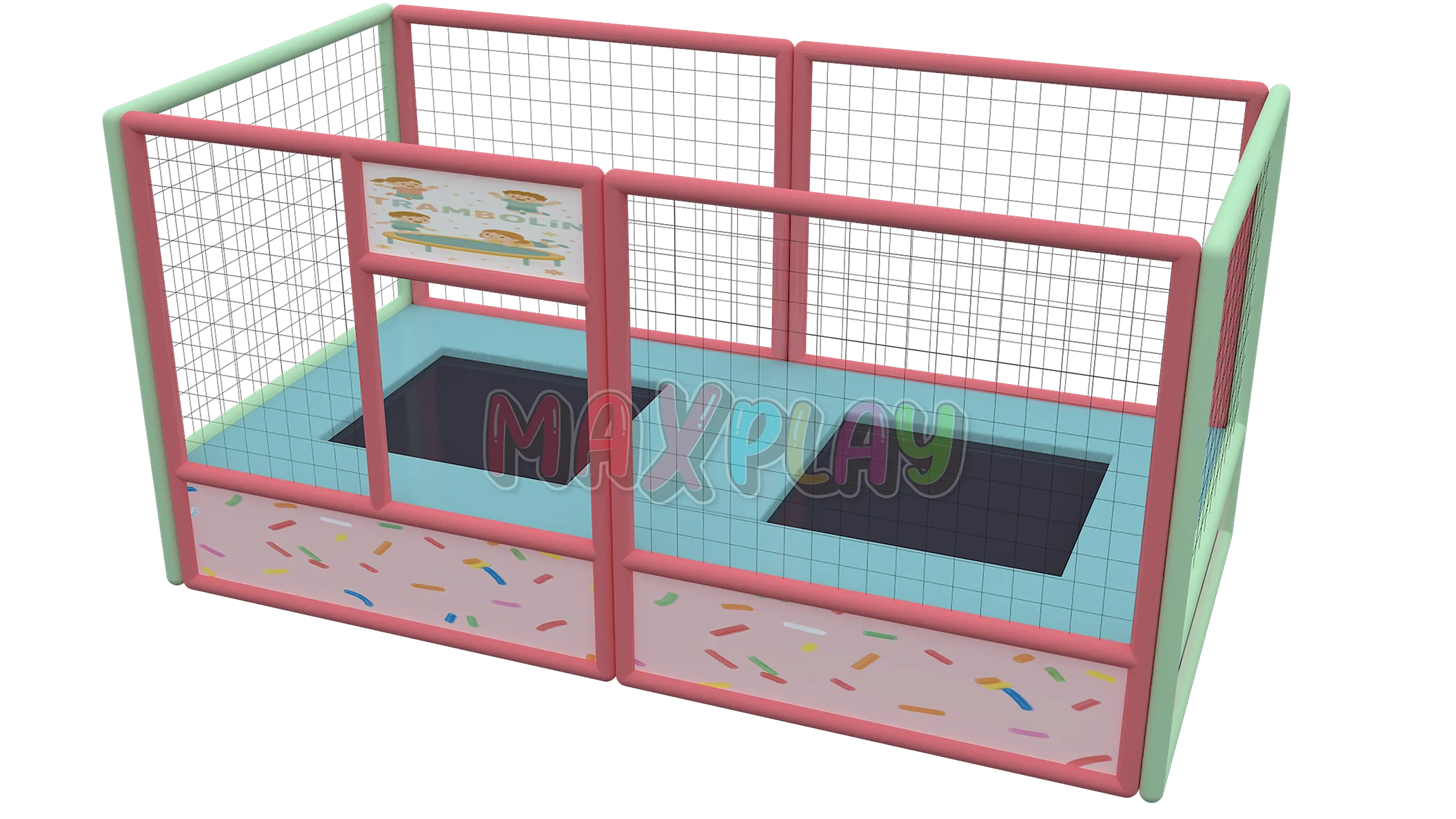 2m x 4m x 2h İkili Trambolin