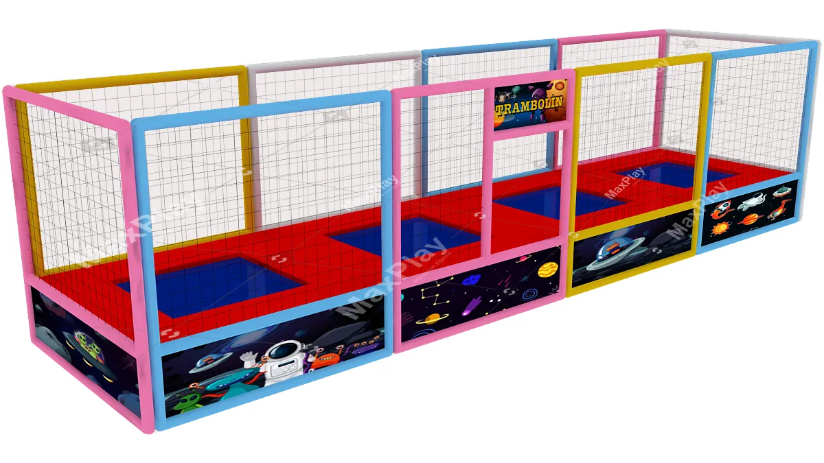 2m x 8m x 2h Dörtlü Trambolin