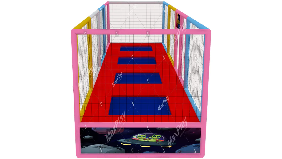 2m x 8m x 2h Dörtlü Trambolin