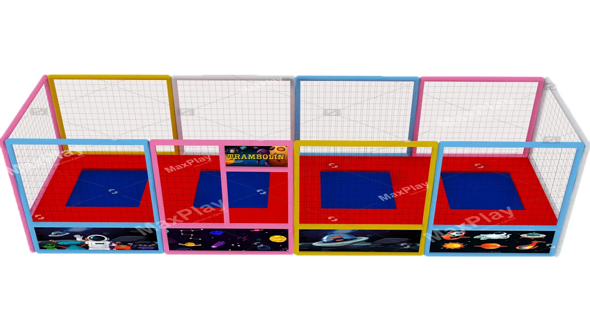2m x 8m x 2h Dörtlü Trambolin