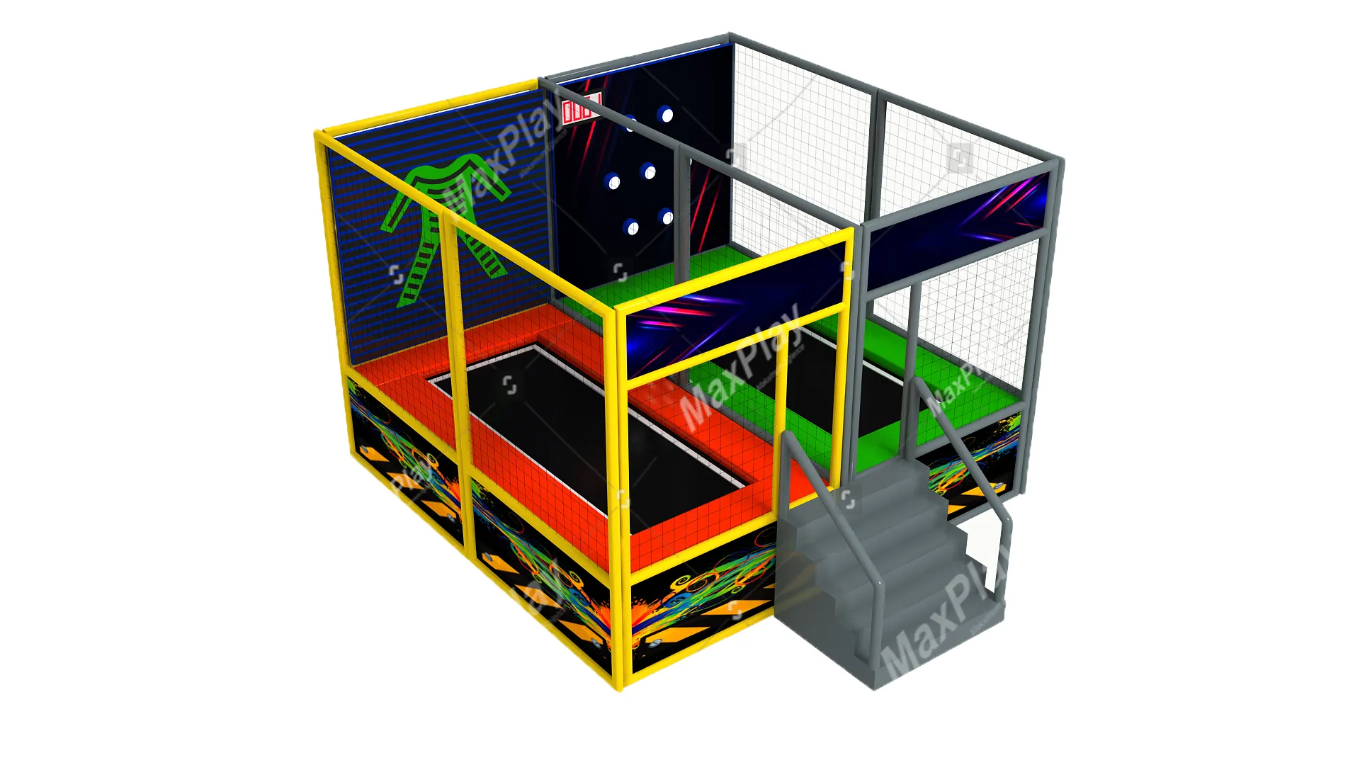 4m x 4m x 3h Zıpla Yapış ve Buton Trambolin