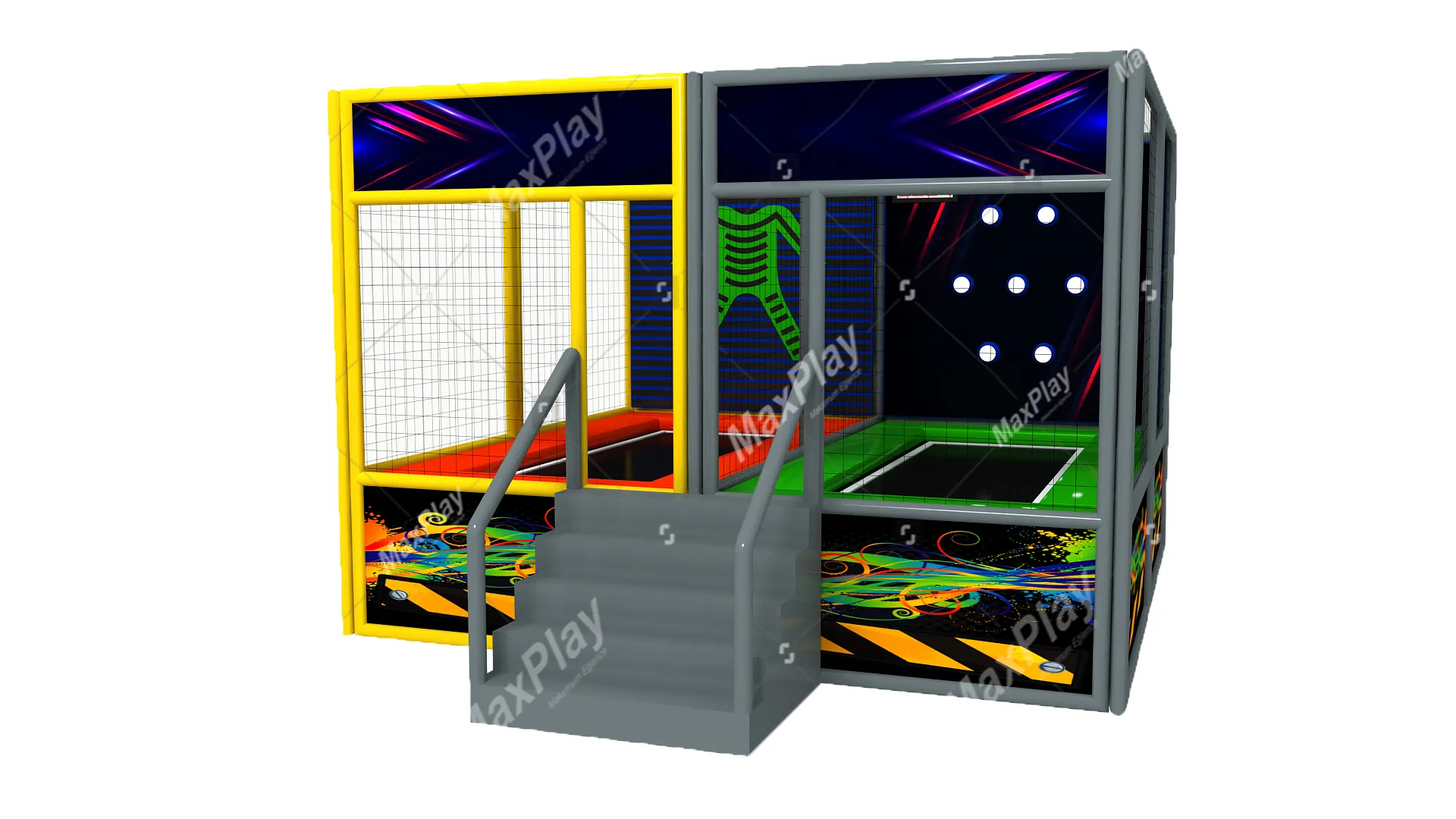 4m x 4m x 3h Zıpla Yapış ve Buton Trambolin