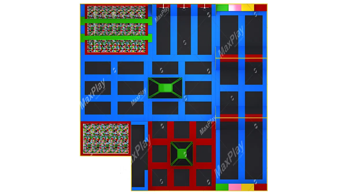 22m x 22m x 4 h Olympic Trampoline Park
