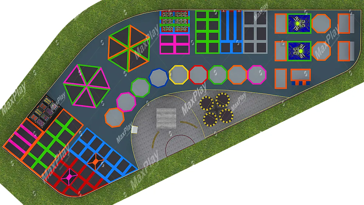 Mega Trampoline Park 97m x 40m x 4h