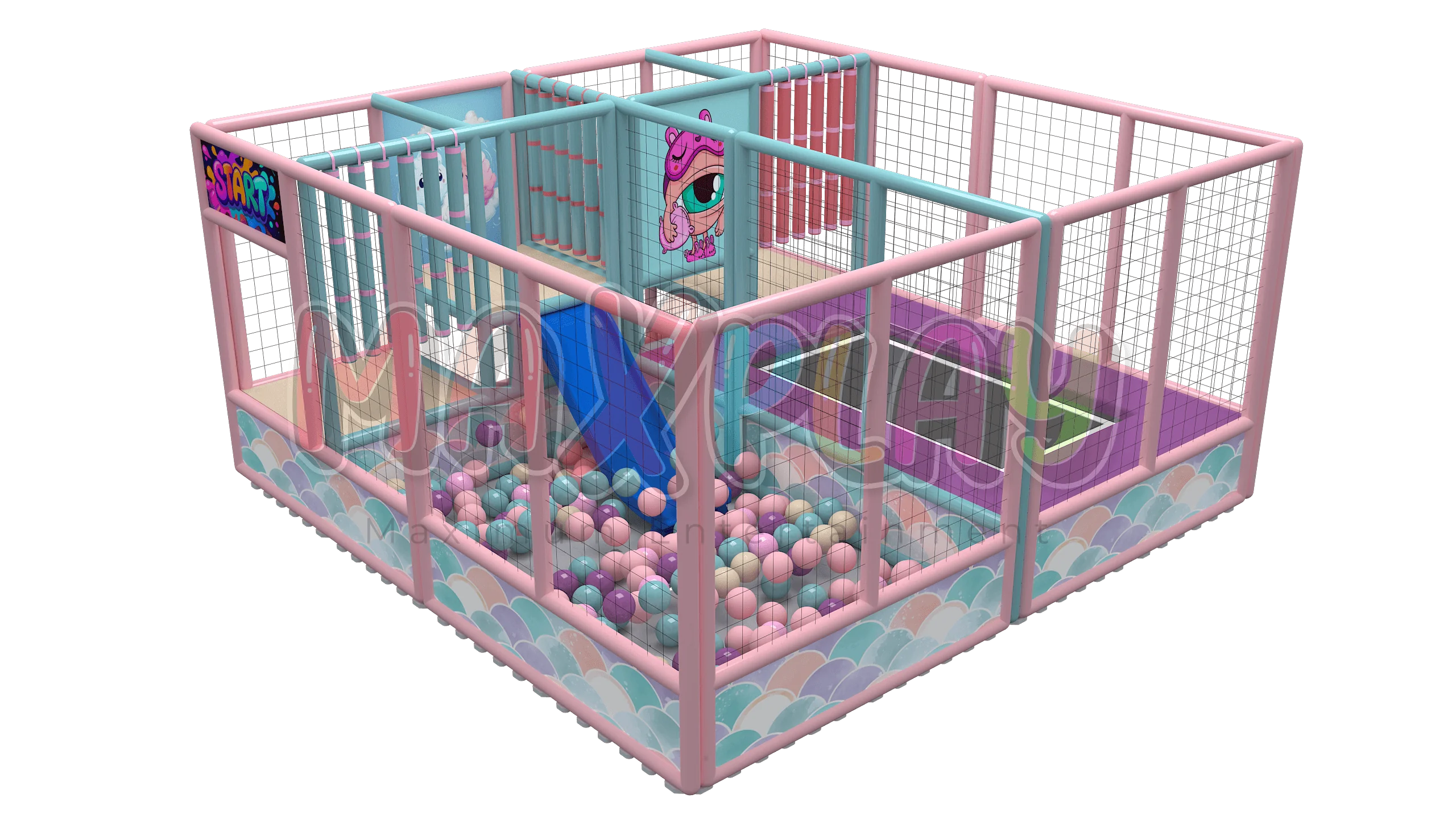 4m x 4m x 2m Trampoline Integrated Ball Pool Area
