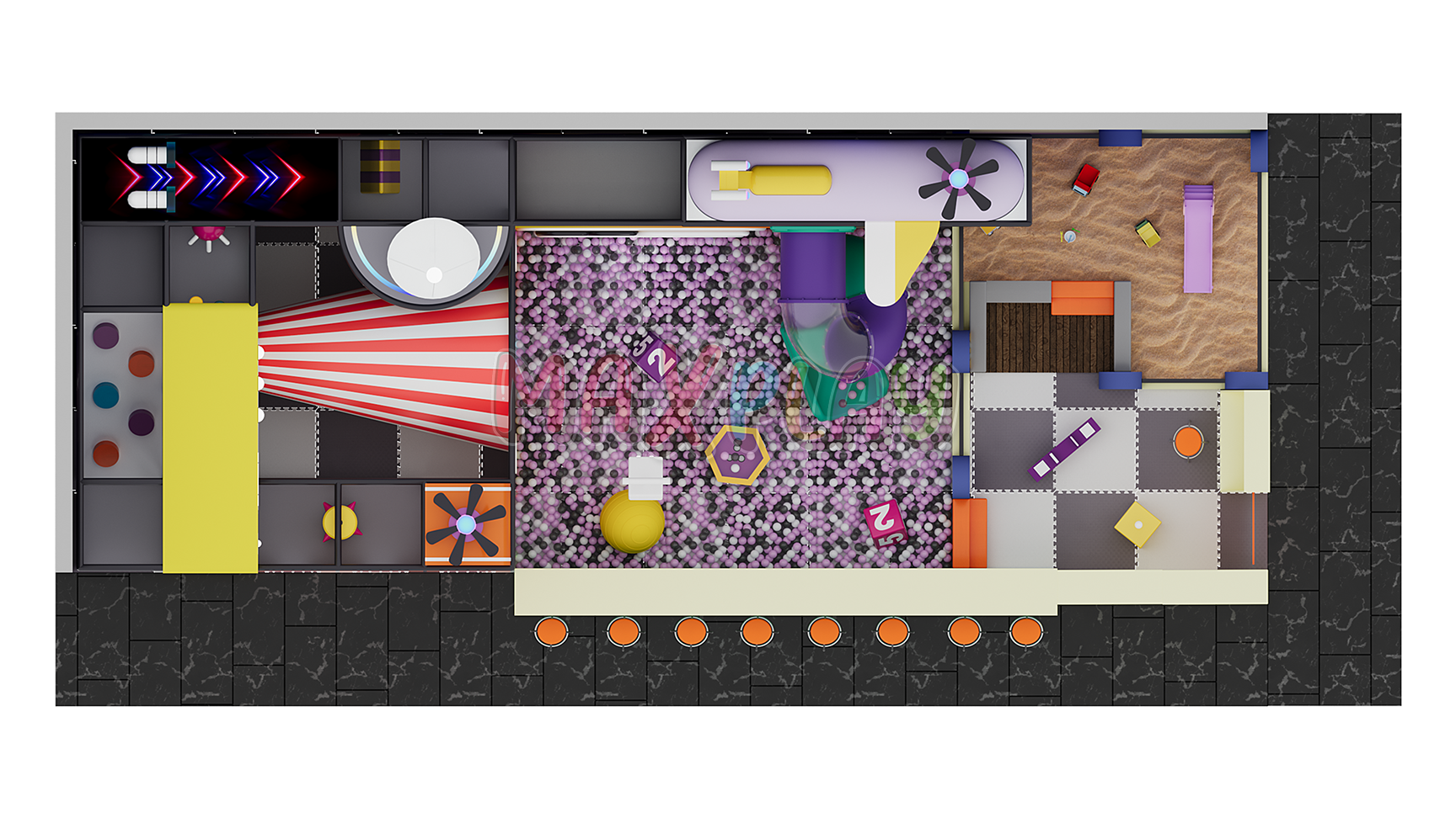 5m x 14m 4H 70m² Soft Play