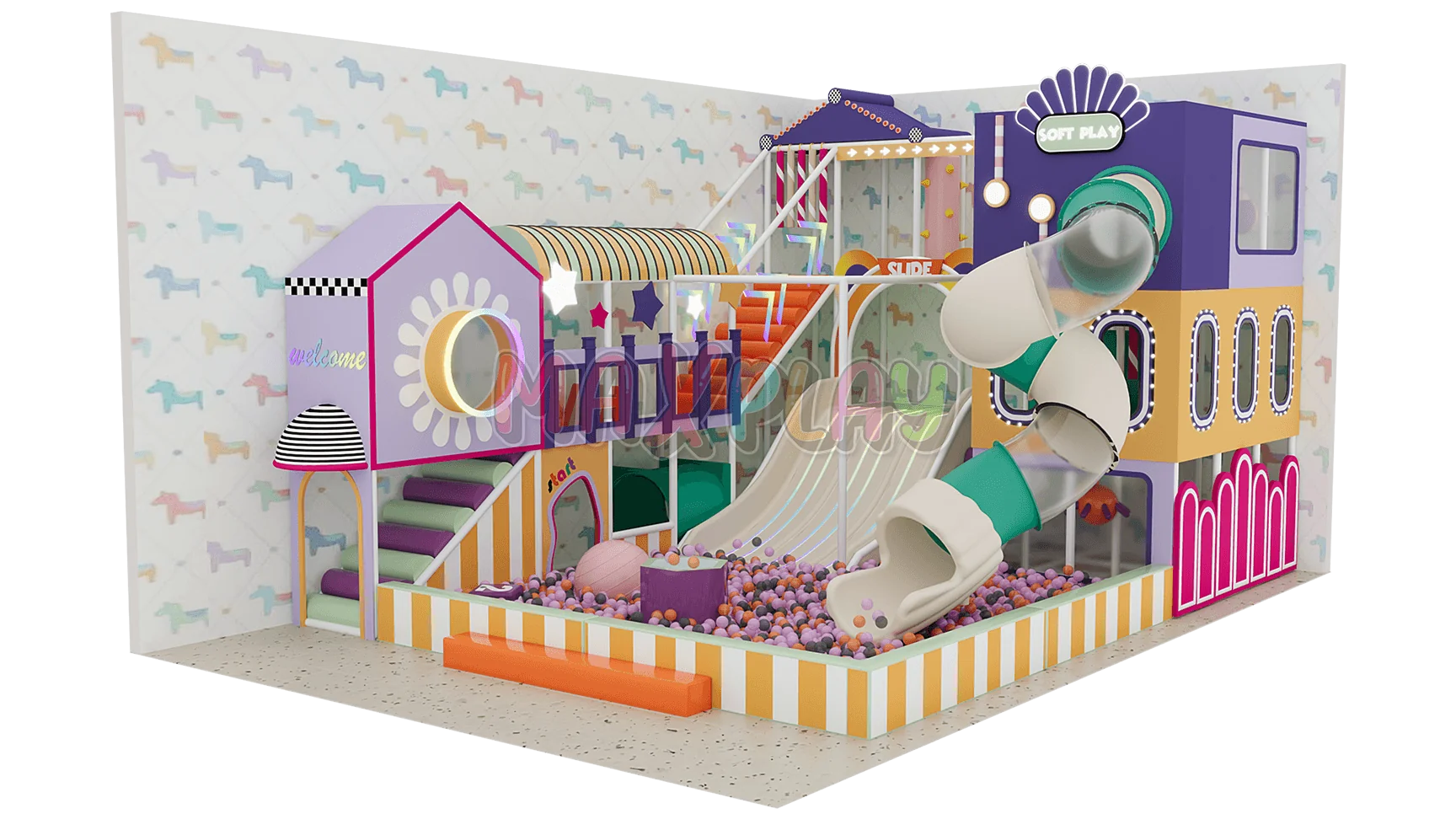 6m x 8m 4.5H 48m² Pastel  Soft Play