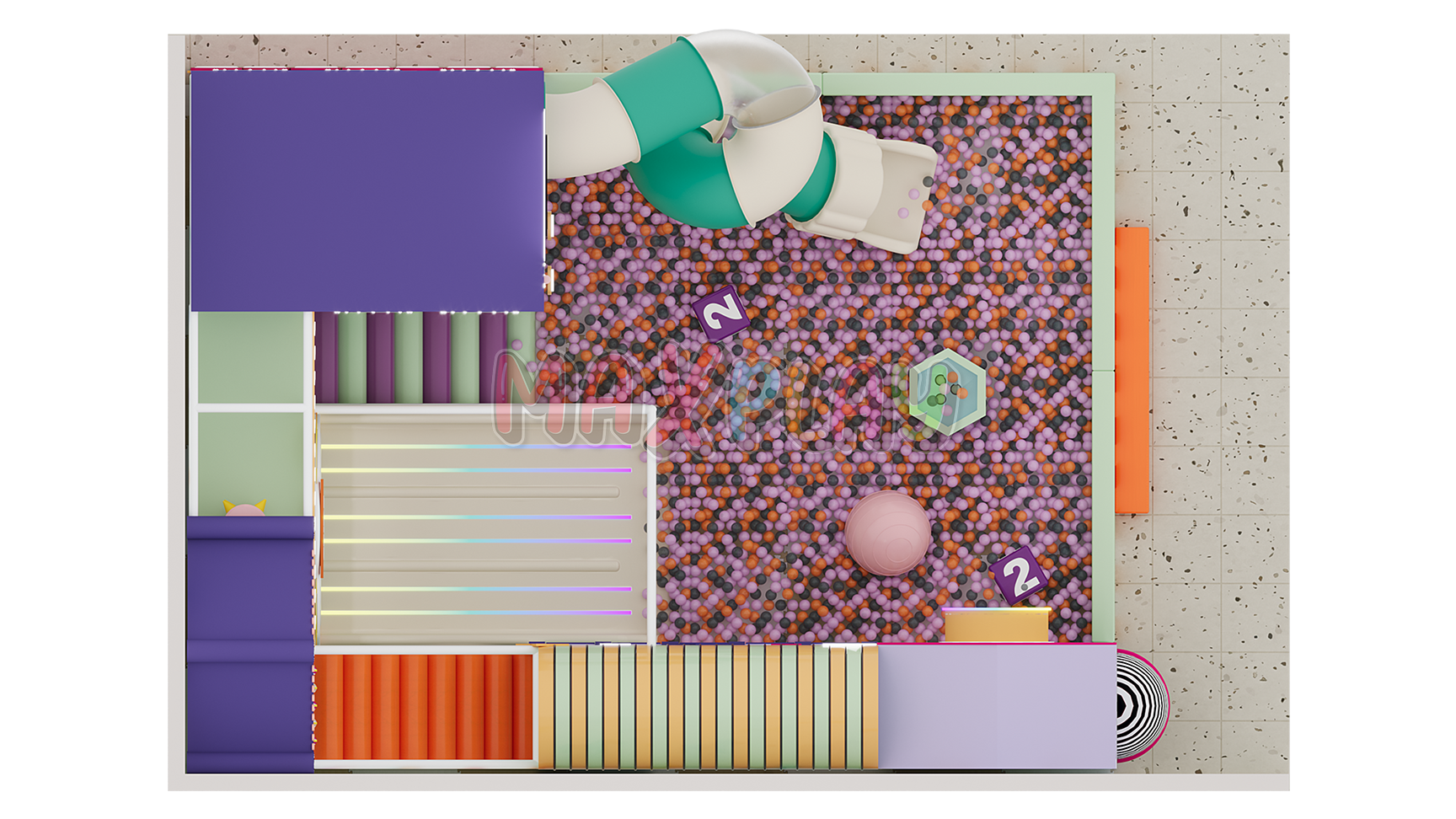 6m x 8m 4.5H 48m² Pastel Soft Play