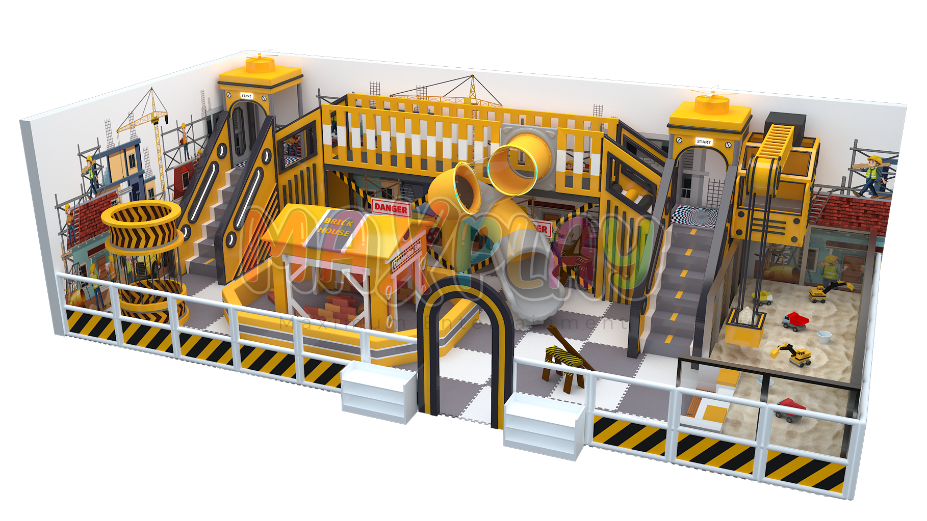 MaxPlay | 6m x 12m 3.5H 72m² Mini Şantiye Soft Play